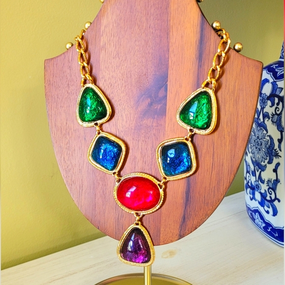 KENNETH JAY LANE JEWEL TONE CABOCHON NECKLACE